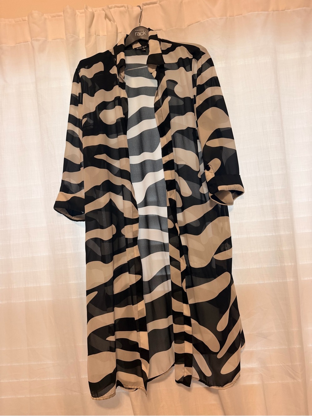 Dana Kay Elegant Black and Cream Zebra-Print Cape